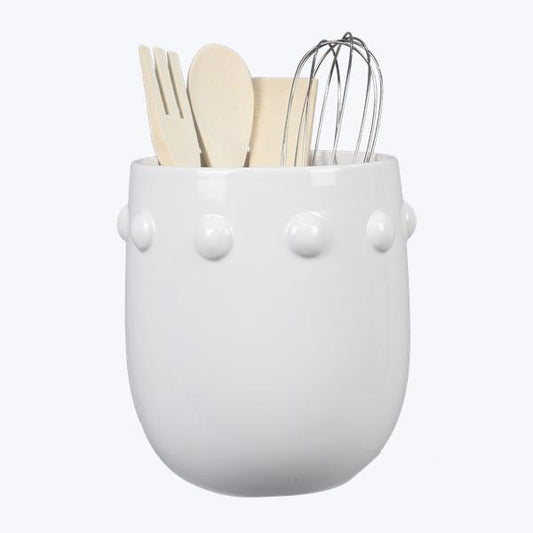 White Hobnail Utensil Holder
