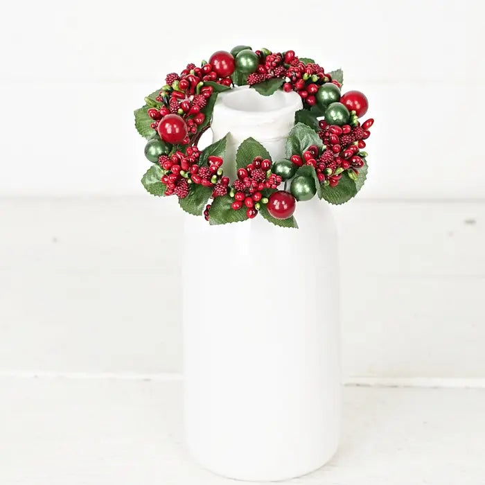 Mixed Red and Green Berry Candle Ring