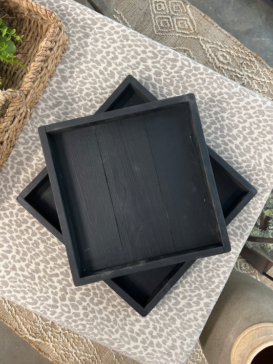 Square Black Wood Tray - 3 Sizes