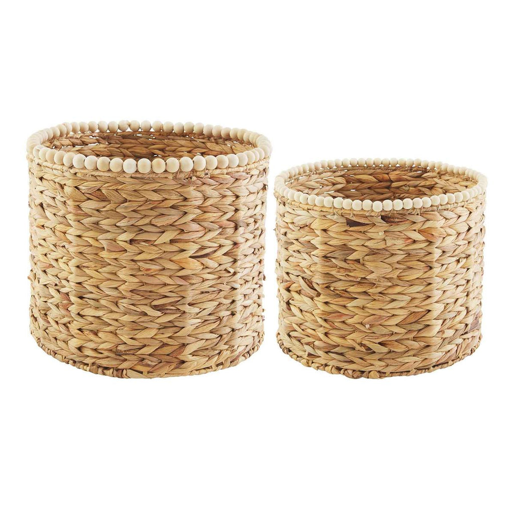 Beaded Edge Hyacinth Basket - 2 Sizes