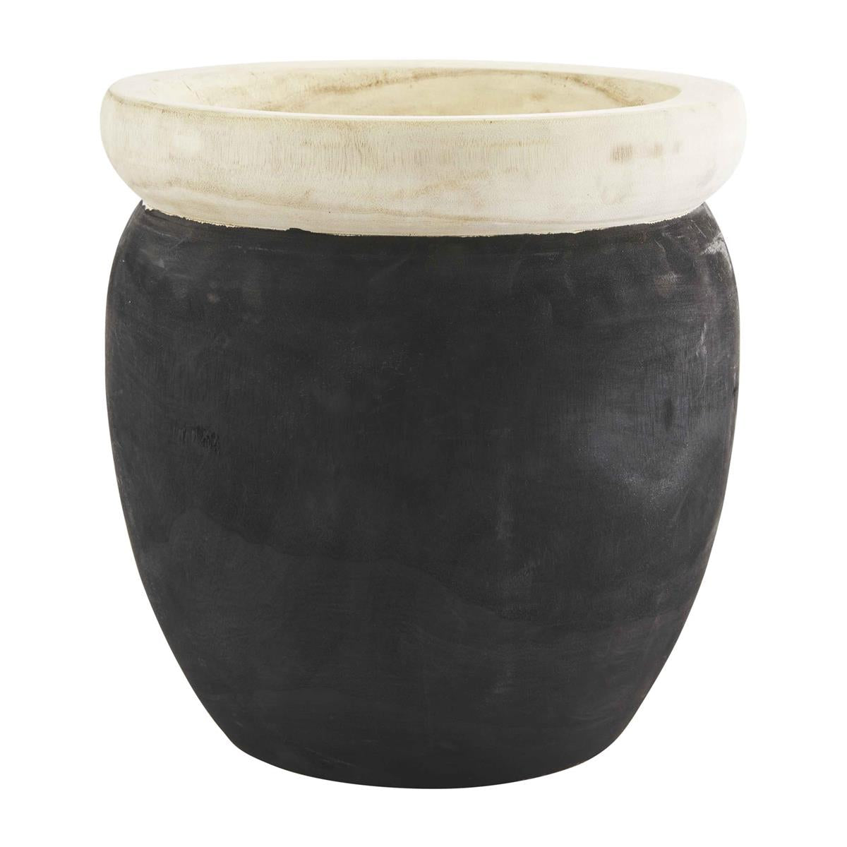 Sammy Black Wood Pot