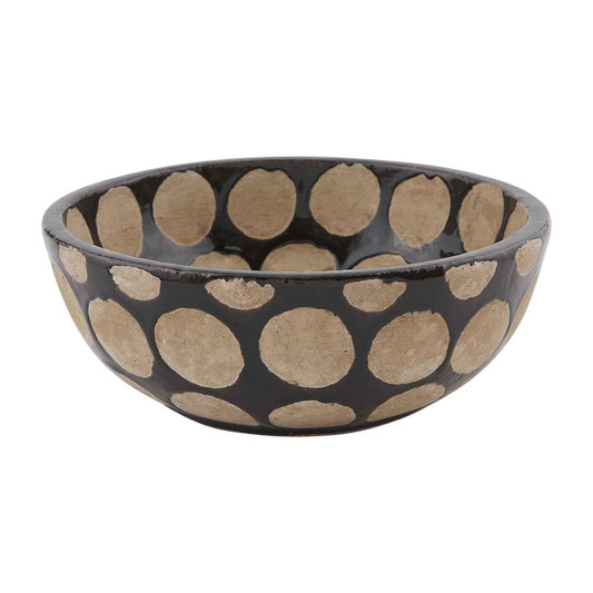Black Dot Glazed Terracotta Bowl
