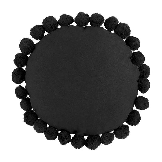 Black Round Pom Pillow