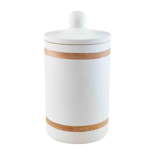 White and Wood Stripe Canister - Large