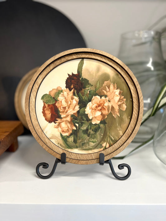 Vintage Fall Floral Round Wall Art