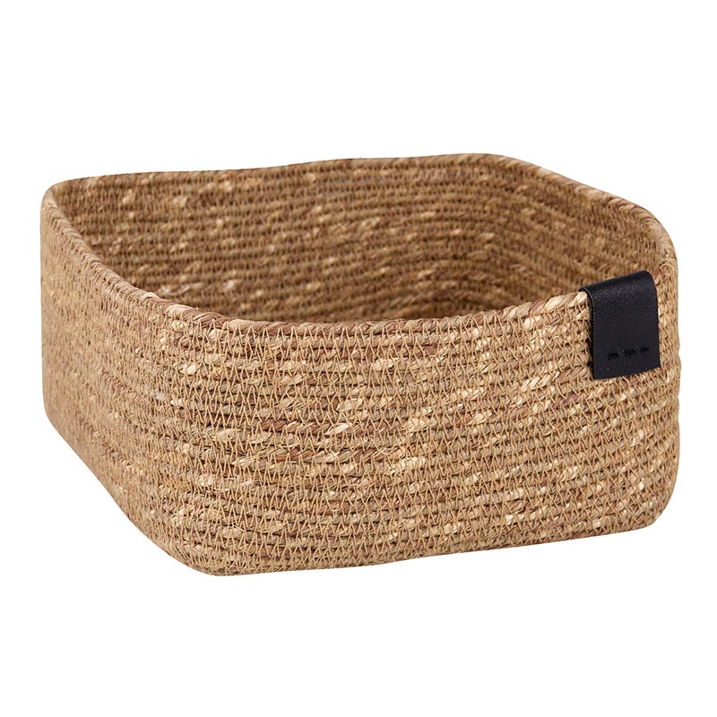 Square Seagrass Basket with Leather Tag
