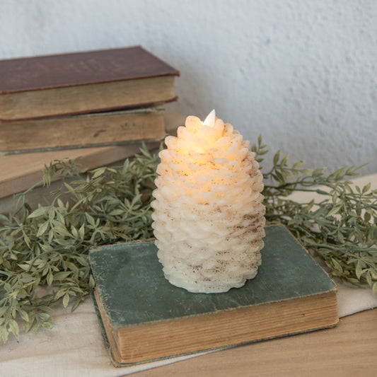 Pinecone Flameless Candle - Cream