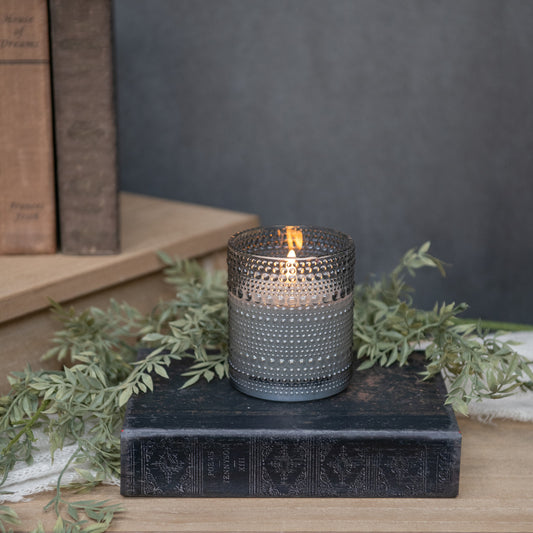 4" Grey Hobnail Flameless Candle