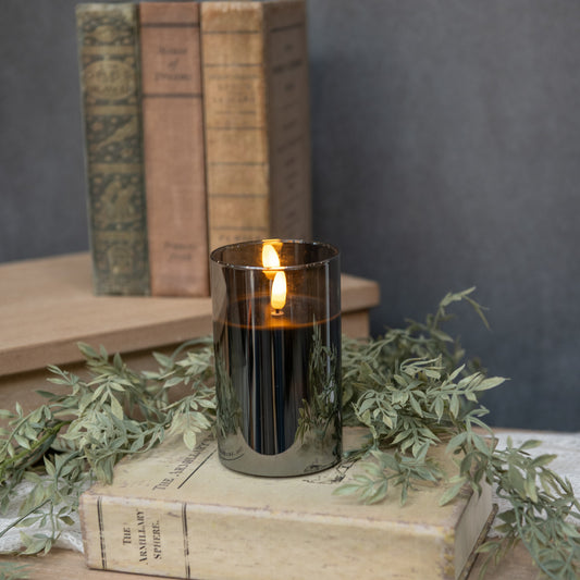 5" Black Glass 3D Flame Candle