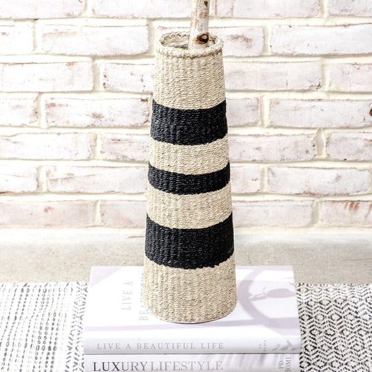 Skinny Stripe Weave Cement Vase