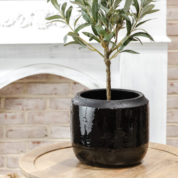 black gloss plant pots Gloss Ceramic Black Planter – Pine + Ivy