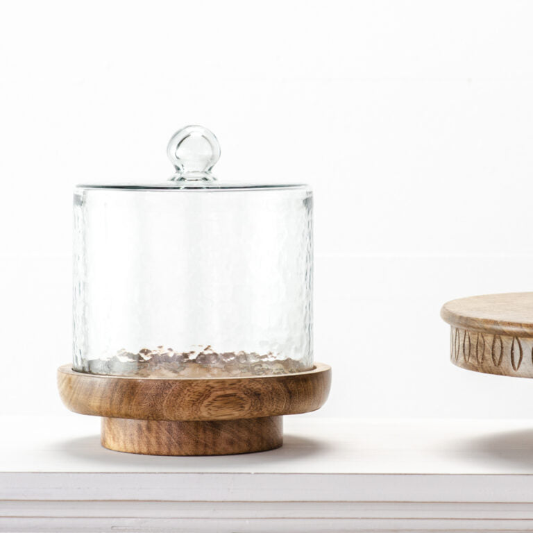 Austin Glass Cloche with Wood Base