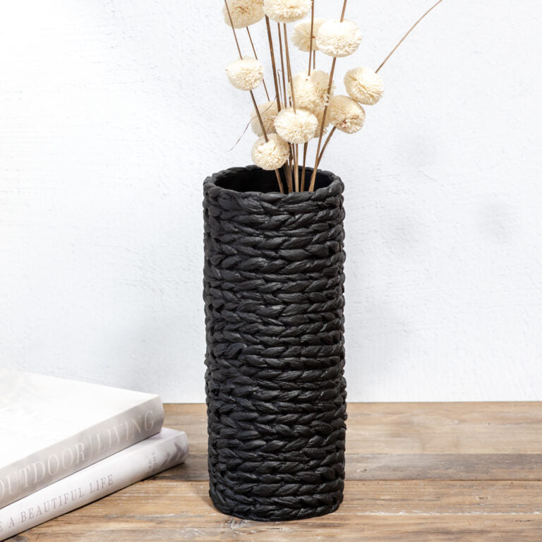 Black Braided Cement Vase