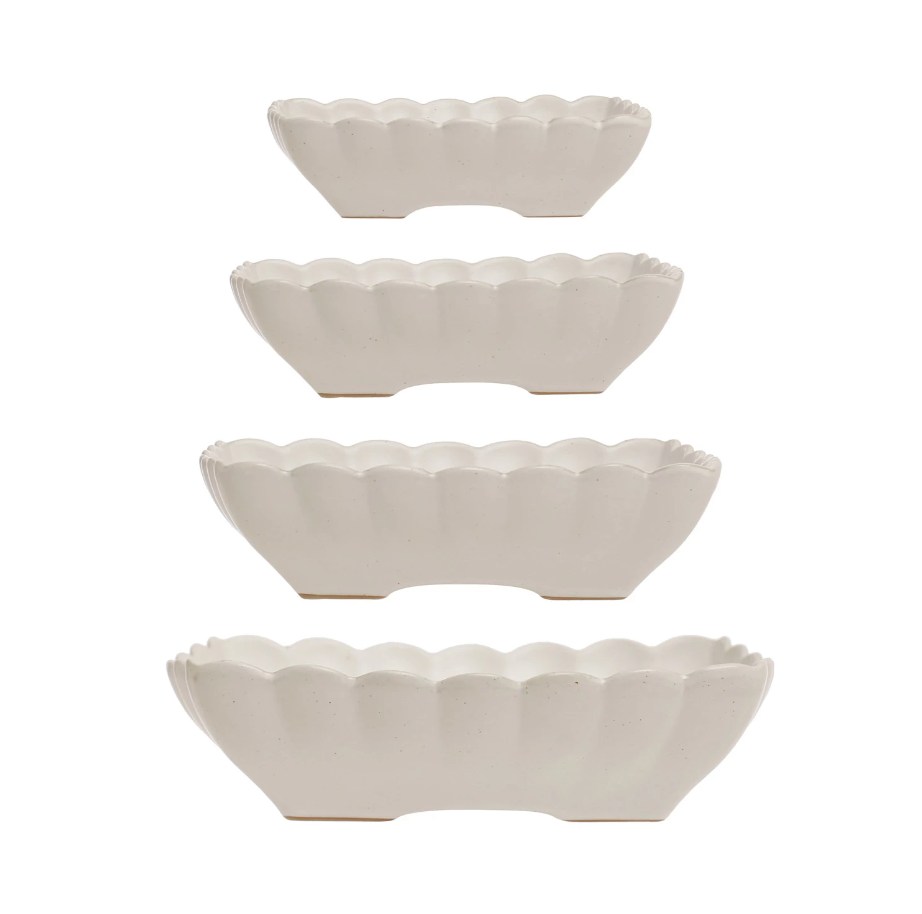 Ivy Stoneware Scalloped Serving Dishes - 4 Sizes