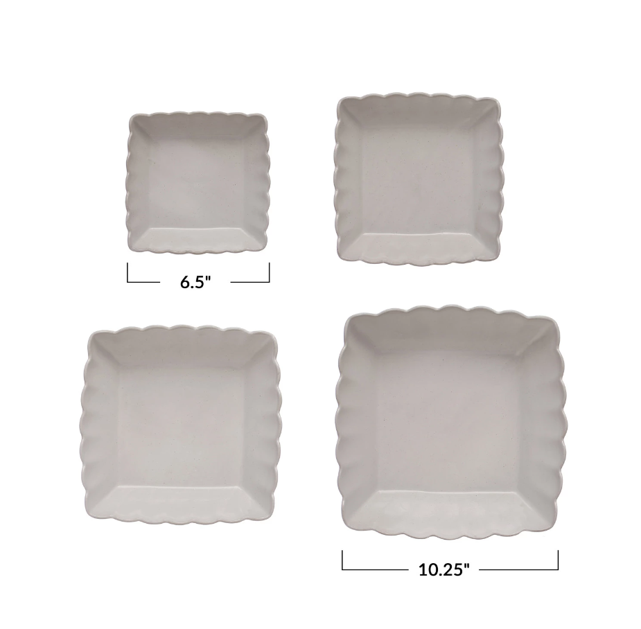 Ivy Stoneware Scalloped Serving Dishes - 4 Sizes