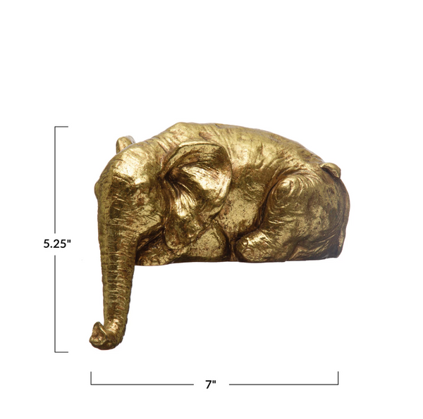 Gold Resin Elephant Shelf Sitter