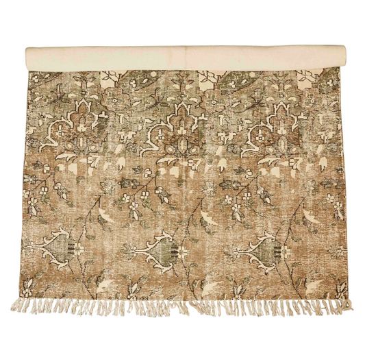 Trina Woven Cotton Distressed Print Rug