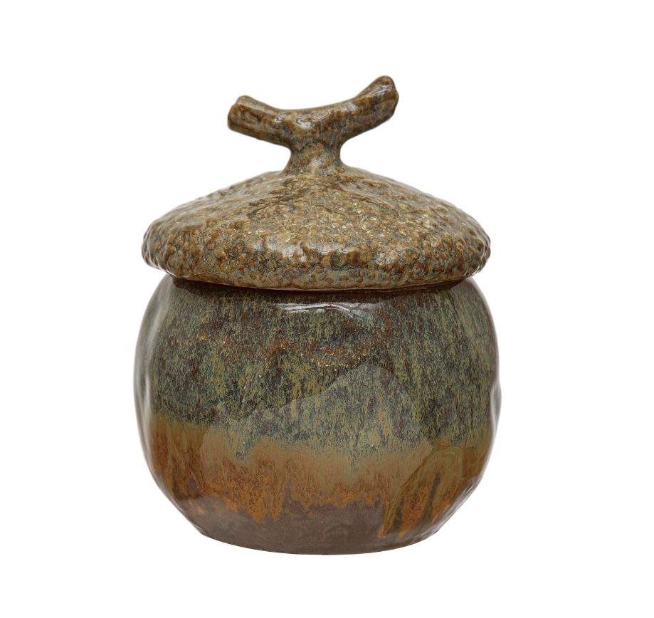 Acorn Canister with Reactive Glaze