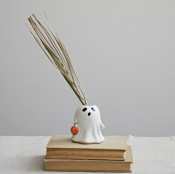 Ghost Vase w/ Jack-O-Lantern