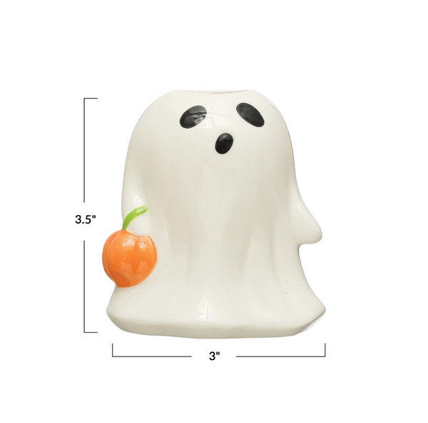 Ghost Vase w/ Jack-O-Lantern