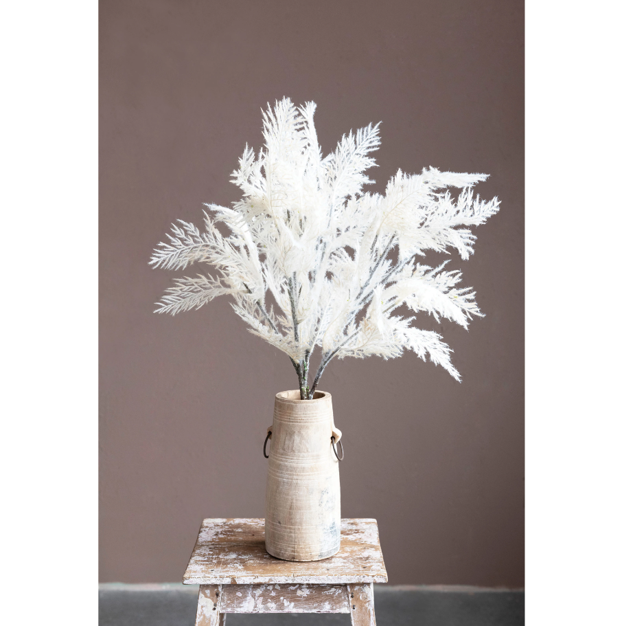 White Flocked Faux Reed Plume
