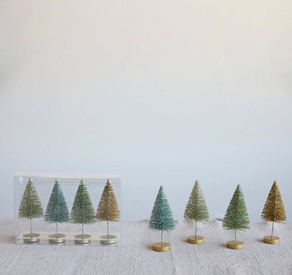 Bottle Brush Trees w/ Wood Bases