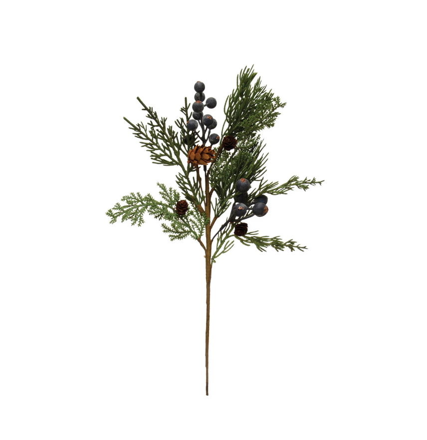 Cypress Pick w/ Natural Pinecones & Berries