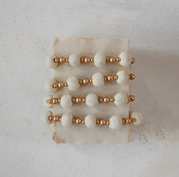 Handmade Wool Felt Ball & Plastic Bead Garland