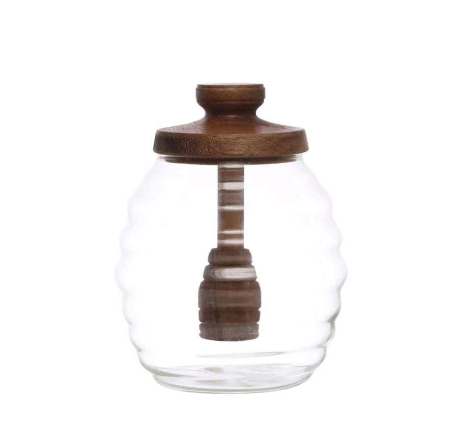 Glass Honey Jar w/ Acacia Wood Lid