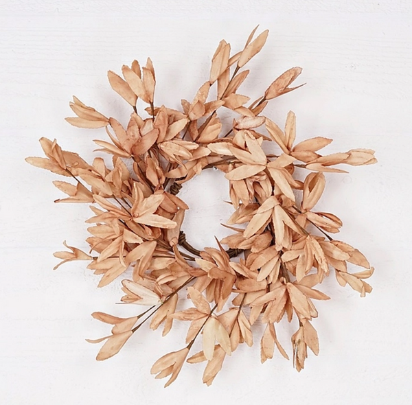 Beige Herb Leaves Candle Ring