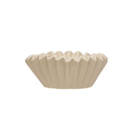 White Fluted Stoneware Bowl