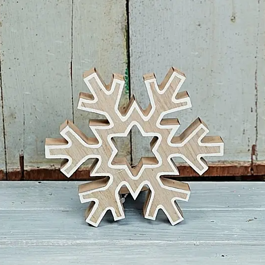 Wood Snowflake with White Trim