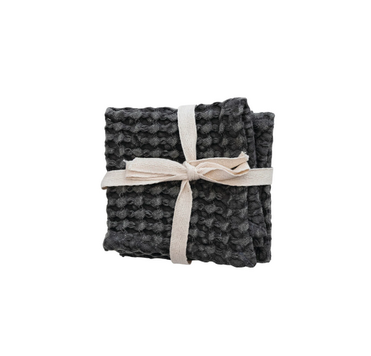Charcoal  Waffle Weave Dish Cloth Set