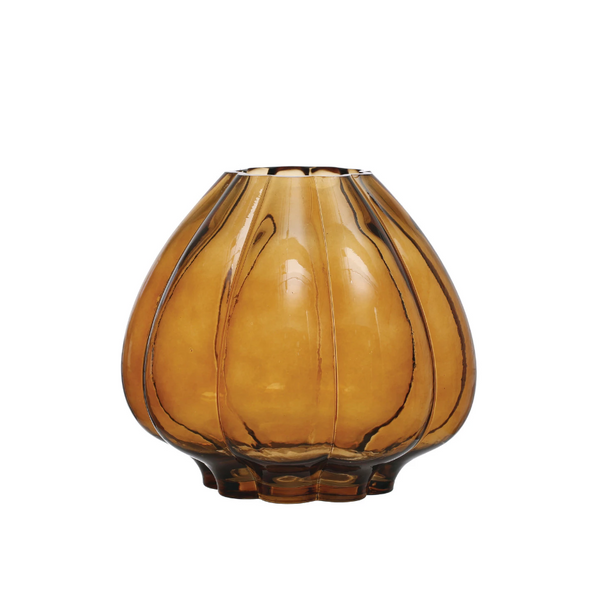 Amber  Fluted Glass Vase