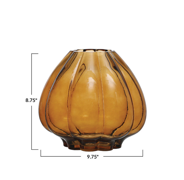 Amber  Fluted Glass Vase