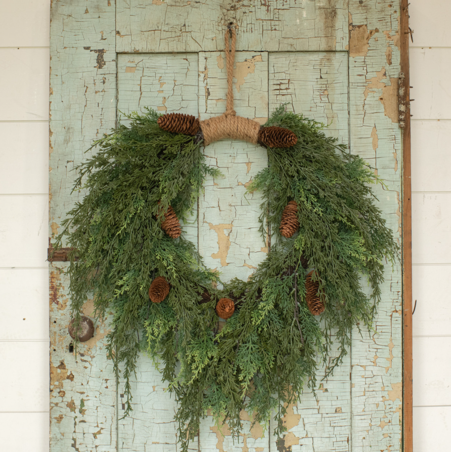 Cedar and Cones Wreath- 28"