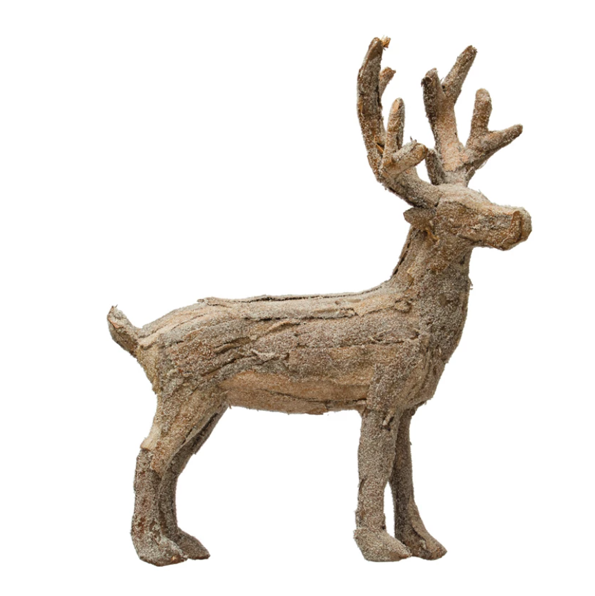 Plastic & Bark Standing Deer