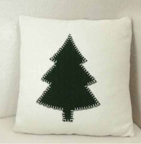 Green Tree Crochet Pillow