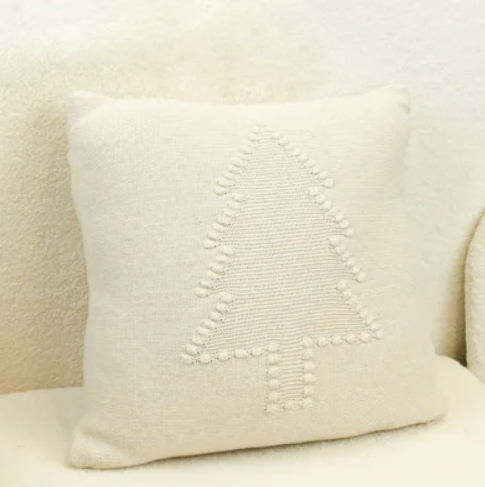 Beige Crochet Tree Pillow