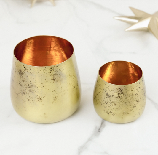 Brass Foil Candle Holders- Set of 2