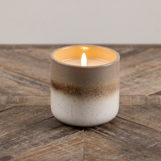 Taupe and Cream Flameless Candle - 4 "