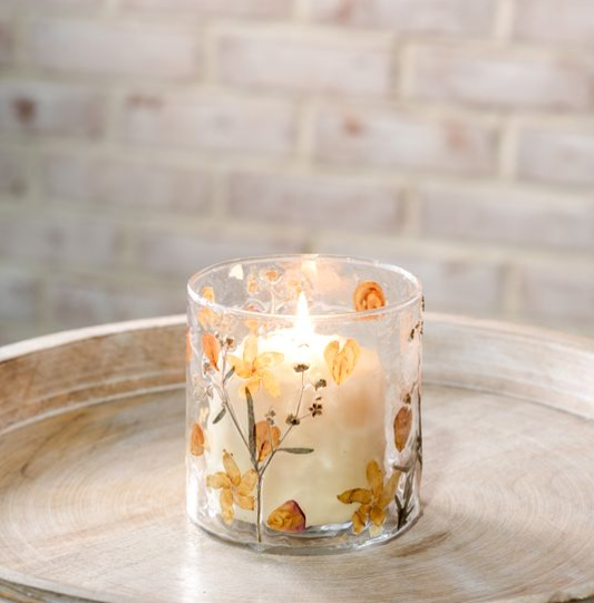 Pressed Flower Glass Hurricane