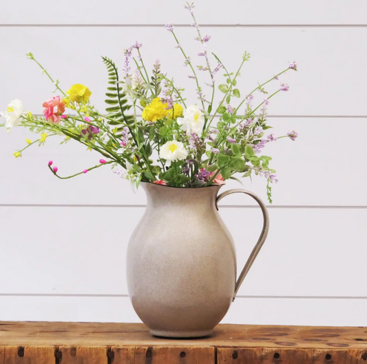 Tan Speckled Enameled Pitcher