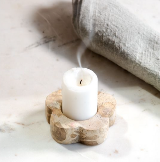 Marble Flower Tealight Holder