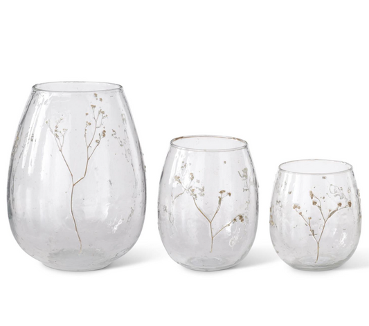 Dried Flower Clear Glass Vases - 3 Sizes