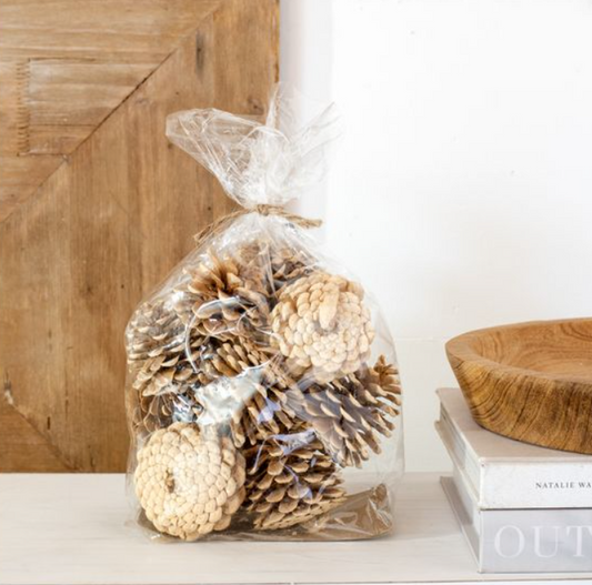 Bleached Pine Cone Bag