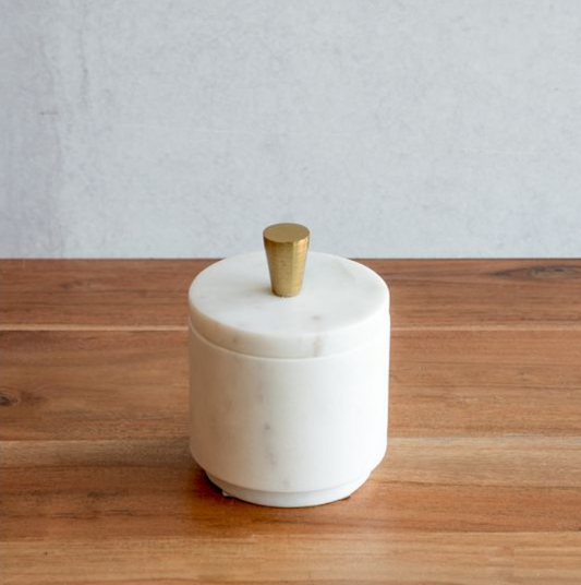 Nolan Marble Container with Gold Knob