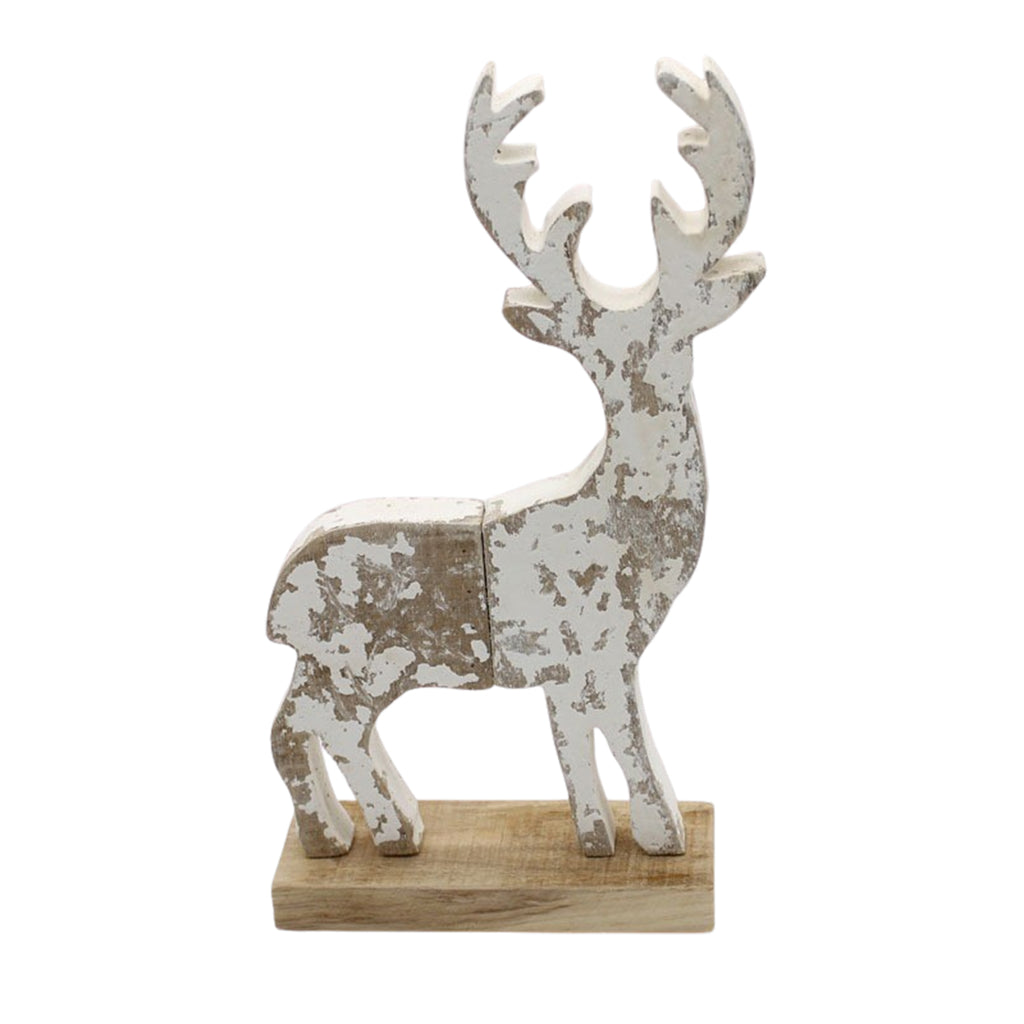 White Distressed Reindeer Cutout