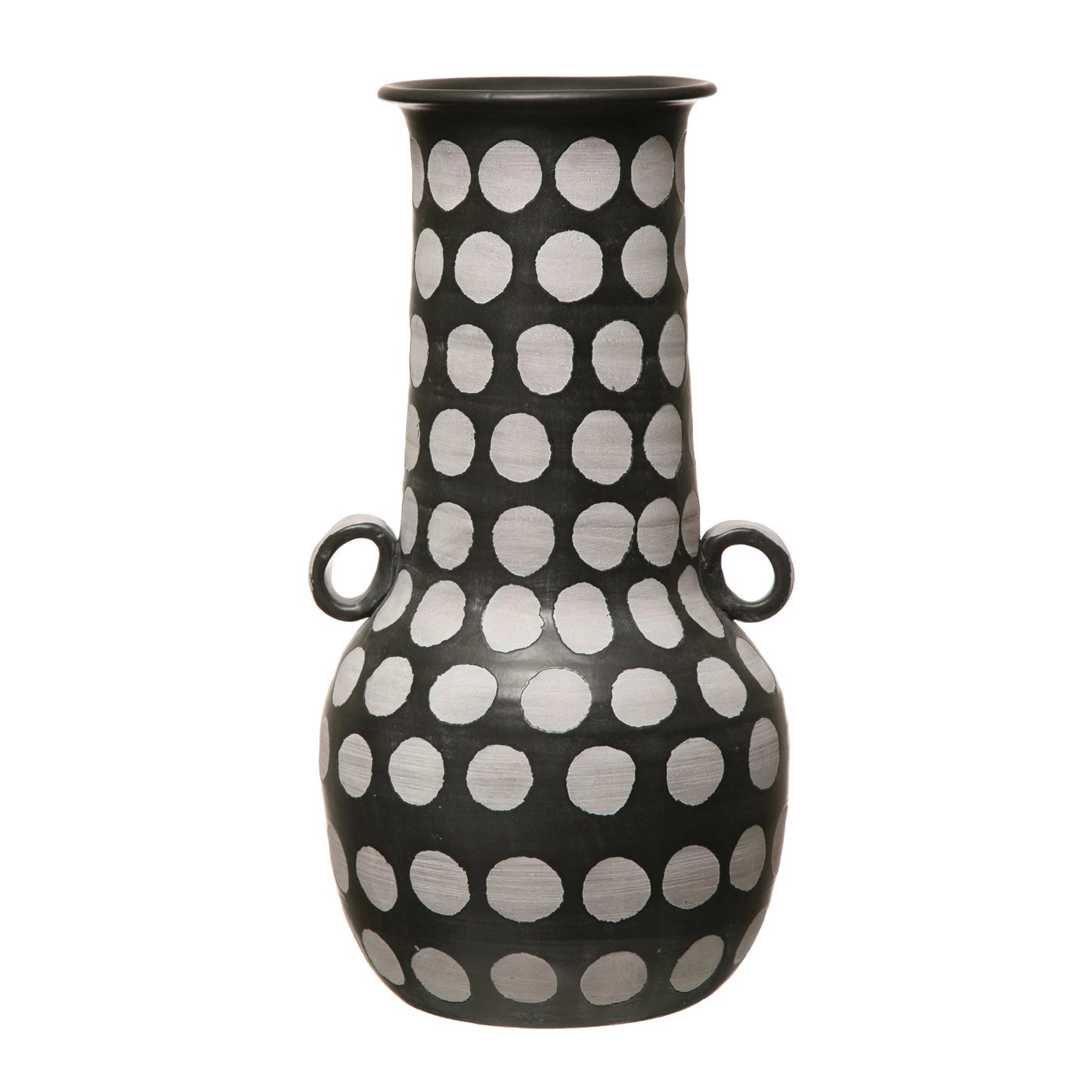 Black and White Dot Terracotta Vase