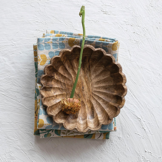 Nina Scalloped Wood Bowl